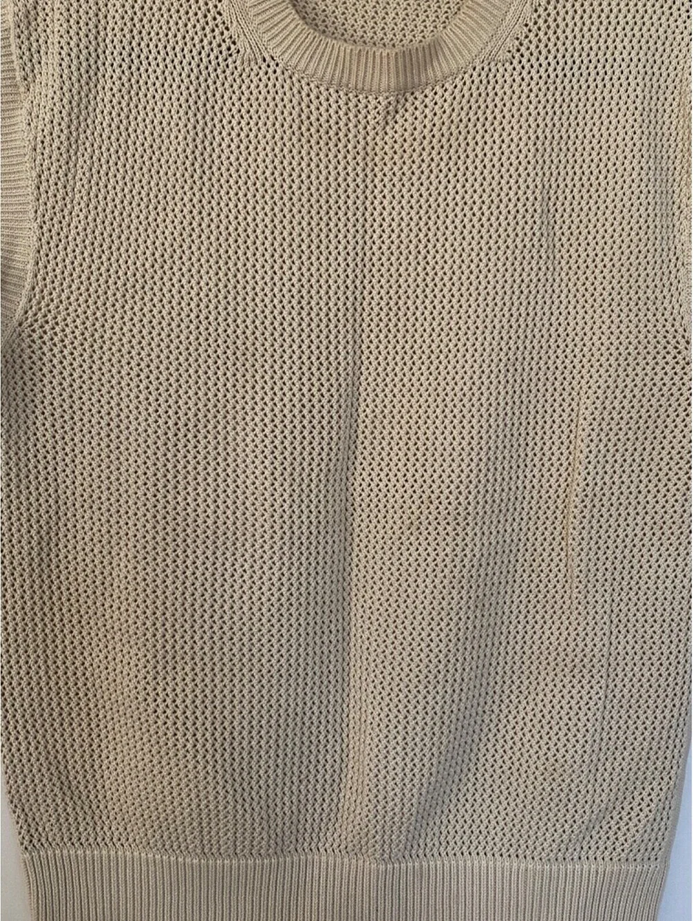Piacenza 1733 Cotton Crochet Ivory Beige Fisherman Knit Sweater Vest Italy 46